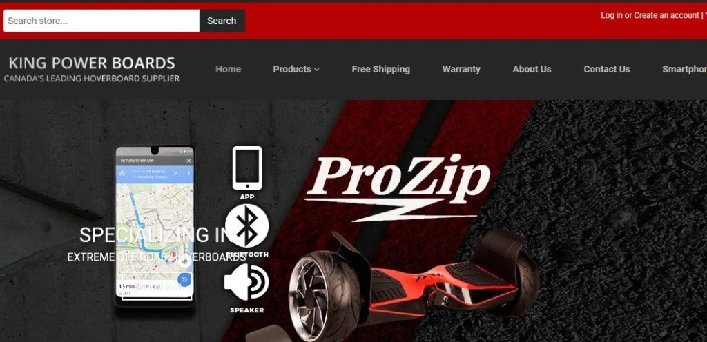 Screenshot - one of Canada's top 10 hoverboard websites